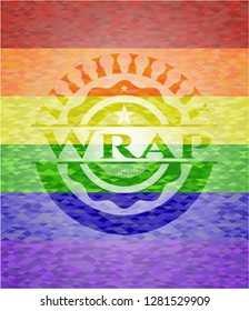 Wrap on mosaic background with the colors of the LGBT flag