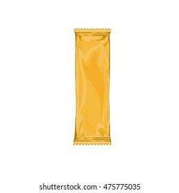 Wrap for package yellow color can use for candy and branding design. Template of clear pocket bag.