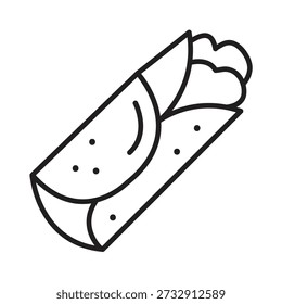 Ícone de sanduíche de envoltório - Ilustração vetorial, Linha de rolo de envoltório Ícone de estilo plano..eps