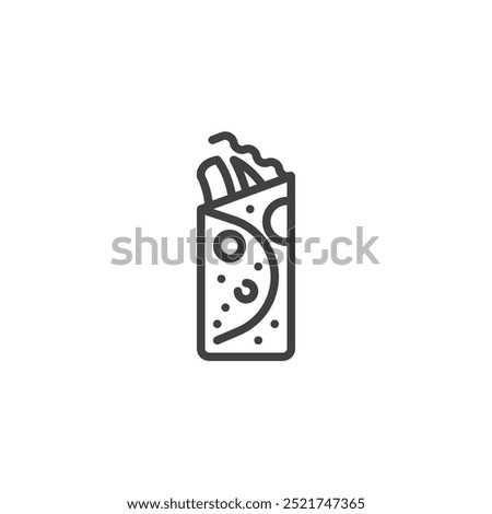 Wrap Sandwich line icon. Linear style sign for mobile concept and web design. Wrap sandwich with fillings outline vector icon. Healthy fast food option symbol, logo illustration. Vector graphics