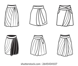 wrap skirt sketch icon line art vector illustration
