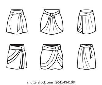 wrap skirt sketch icon line art vector illustration