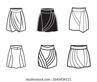 wrap skirt sketch icon line art vector illustration