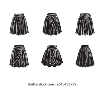 wrap skirt sketch icon silhouette vector illustration