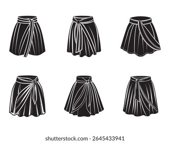 wrap skirt sketch icon silhouette vector illustration