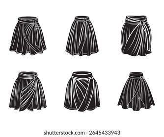 wrap skirt sketch icon silhouette vector illustration