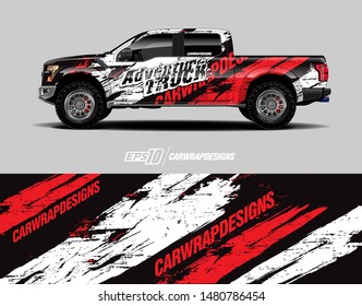 Wrap truck design, Graphic abstract grunge stripe designs for adventure and race.