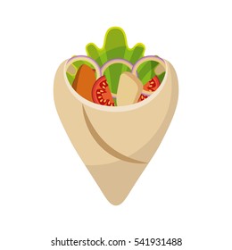 wrap with vegetables icon over white background. colorful concept. fast food design. vector illustration