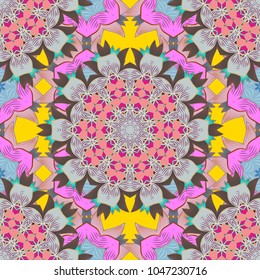 For wrap, wallpapers, backgrounds and scrapbooks. For Merry Christmas, Happy New Year products. Seamless pattern with vector on a gray, pink and brown colors.