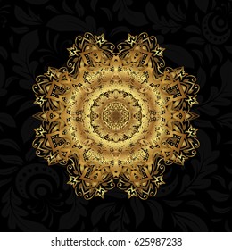 For wrap, wallpapers, backgrounds and scrapbooks. For Merry Christmas, Happy New Year products. Seamless pattern with vector gold shine glitter stars on a black background.