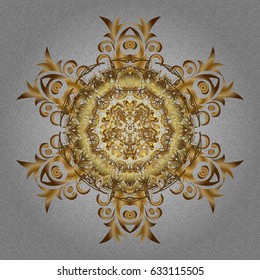 For wrap, wallpapers, backgrounds and scrapbooks. For Merry Christmas, Happy New Year products. Seamless pattern with vector gold shine glitter stars on a gray background.