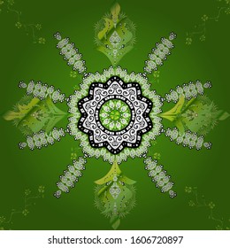 For wrap, wallpapers, backgrounds and scrapbooks. Seamless pattern with vector on a green, black and white colors. For Merry Christmas, Happy New Year products.