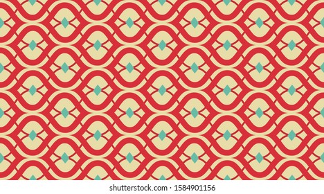 Wrap Xmas Vintage Pattern Background. Holiday Wraping Design. Creative Luxry Graphic Art. Christmas Retro Fabric Texture Wallpaper. Red Seamless Textile Pattern