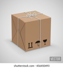 Wraped box in paper parcel box. Vector illustration