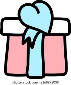 Wraped present, illustration, vector on a white background.