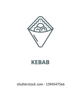 Wrap,fast food,doner kebab,toast  vector line icon, linear concept, outline sign, symbol