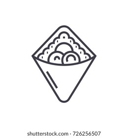 wrap,fast food,doner kebab,toast  vector line icon, sign, illustration on background, editable strokes