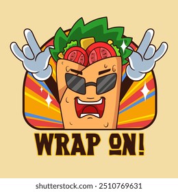 Wrapon Shawarma Character Illustration Vintage and Retro Style