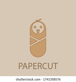 Wrapped baby papercut icon. Simple glyph, flat vector of web icons for ui and ux, website or mobile application