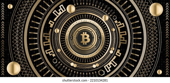 Wrapped Bitcoin WBTC crypto coin luxury golden ornamental vector background illustration