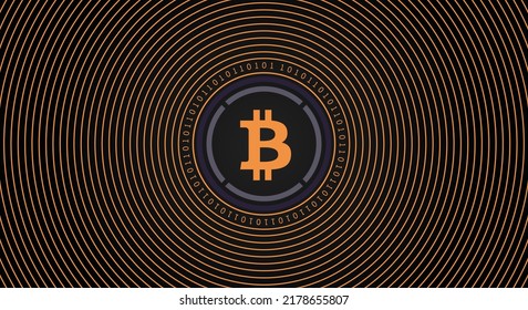 Wrapped Bitcoin (WBTC) crypto currency coin logo banner. Line art financial technology concept vector illustration background.