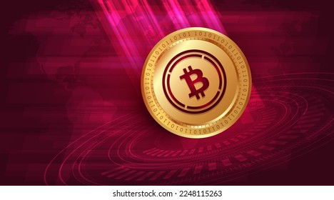 Banner y fondo de moneda criptográfica de Bitcoin (WBTC) envuelto