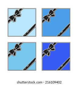 wrapped blue gift or gift card with ribbon on white background