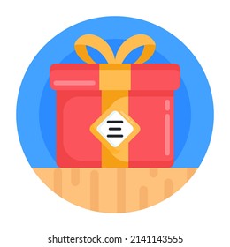 A wrapped box icon, flat design of chinese gift 