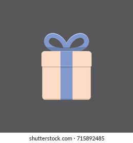 Wrapped box with ribbon. Gift, present. Flat design vector illustration. 