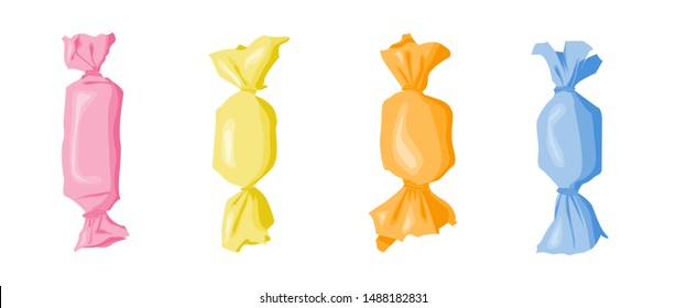 Wrapped candies isolated vector illustration
