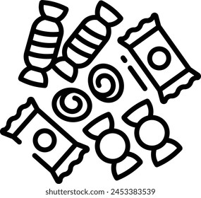 wrapped candies outline icon vector illustration