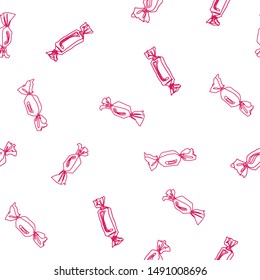 Wrapped candies outline seamless vector pattern
