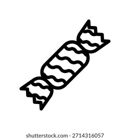 Embrulhado Ícone De Doce Simples Contorno Preto De Um Doce Tratado Em Estilo De Desenho Animado Mínimo