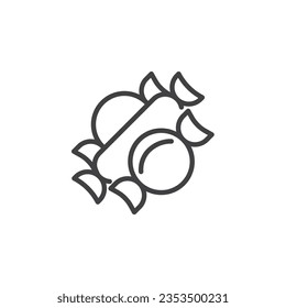 Wrapped candy line icon. linear style sign for mobile concept and web design. Candy sweets outline vector icon. Treat, dessert symbol, logo illustration. Vector graphics
