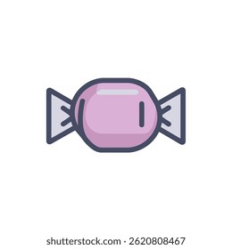 Wrapped candy sits centered minimal style graphic