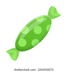 Ilustración vectorial de caramelo envuelto. Pelota dulce, pelota de azúcar aislada de fondo blanco. Postres, dulces, concepto de pastelería