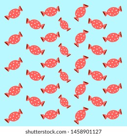 Wrapped candy wallpaper, illustration, vector on white background.