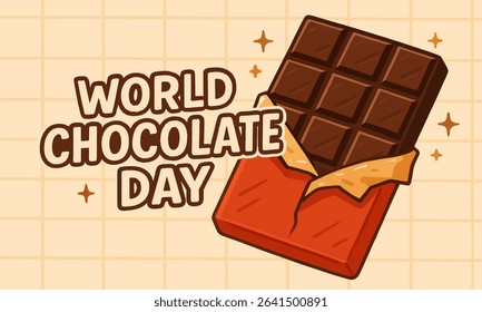 Wrapped chocolate bar vector design for World Chocolate Day. Great for posters, candy branding, and sweet-themed illustrations.