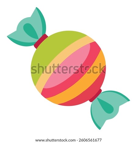 A wrapped colorful striped hard candy