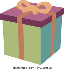 Wrapped and covered gift box with a knotted bow on top