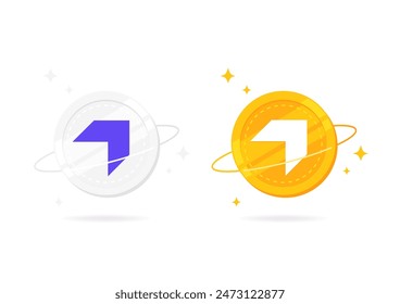Wrapped Everscale (WEVER) coin flat icon isolated on white background.