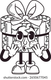Wrapped gift box black-and-white emoji