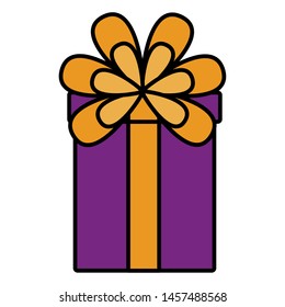 wrapped gift box bow decoration vector illustration