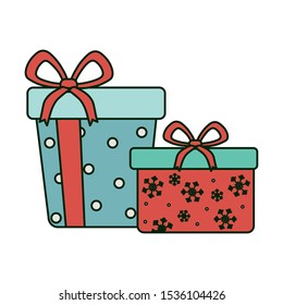 wrapped gift box celebration merry christmas vector illustration