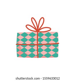 wrapped gift box decoration party icon vector illustration