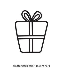 wrapped gift box decoration party icon vector illustration thick line