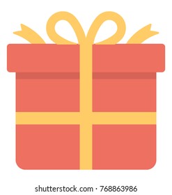 
A wrapped gift box with decorative ribbon 
