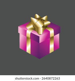Wrapped Gift Box with golden Bow for Festive Occasions and Celebrations, A Symbol of Cheer and Surprise