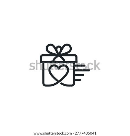 Wrapped gift box with heart symbol