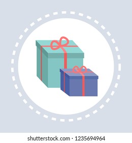wrapped gift box present shopping icon concept flat